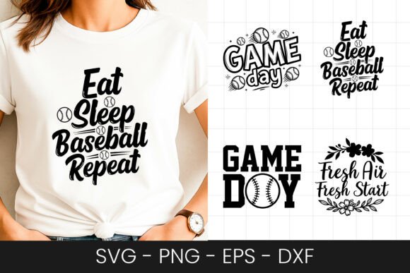 Eat Sleep Baseball Repeat SVG Graphics for Crafts