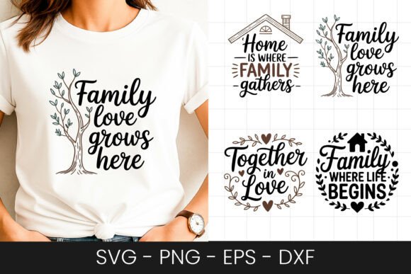 Family Love Grows Here Quote Graphics for Crafts