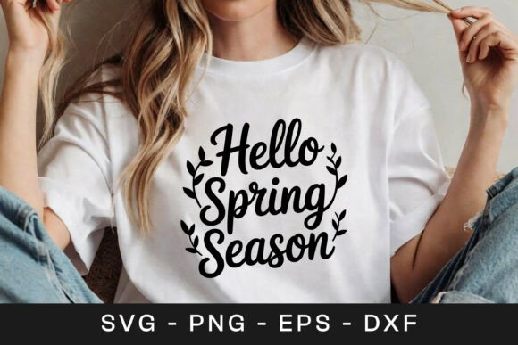 Hello Spring Season Floral Quote Graphics for Crafts