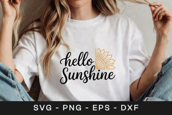 Hello Sunshine Positive Floral Quote Graphics for Crafts