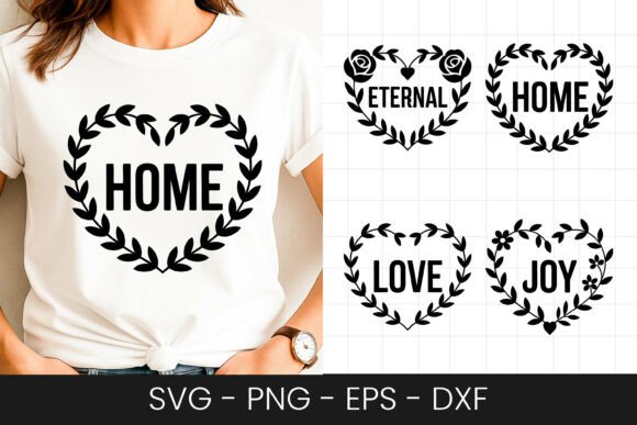 Home Love Joy Wreath Quote Graphics for Crafts