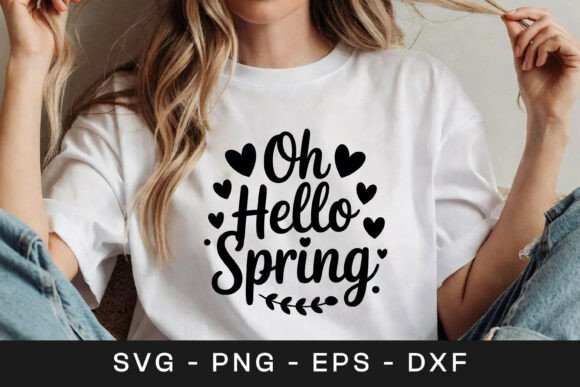 Oh Hello Spring Floral Quote Graphics for Crafts