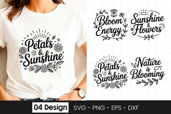 Petals and Sunshine Floral Quote Graphics for Crafts