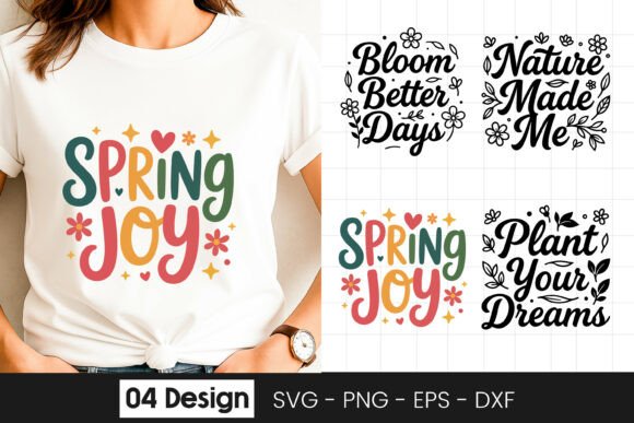 Spring Joy Positive Floral Quote Graphics for Crafts