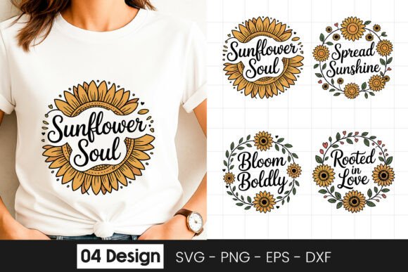 Sunflower Soul Floral Quote Graphics for Crafts