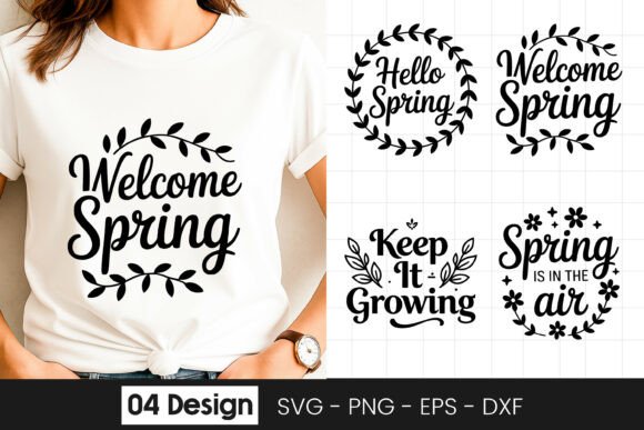Welcome Spring Floral Quote Graphics for Crafts