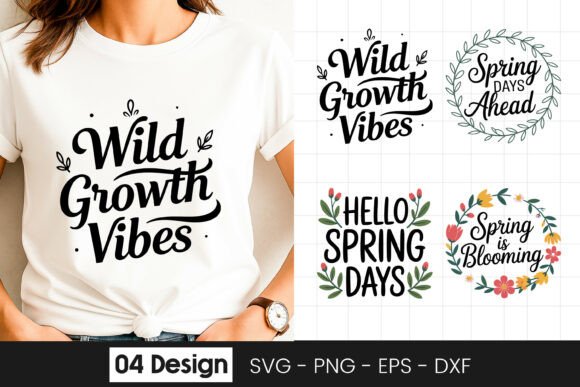 Wild Growth Vibes Floral Quote Graphics for Crafts and Blogs